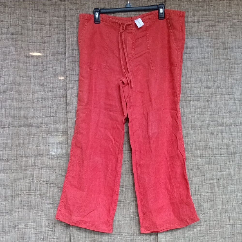 Linen Pants Wide Leg Color Brick Red